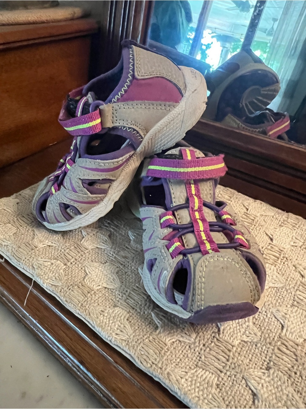 MERRELL Classic Hydro Junior Sport Outdoor Sandals Grey Purple Pink Infant Sz 6